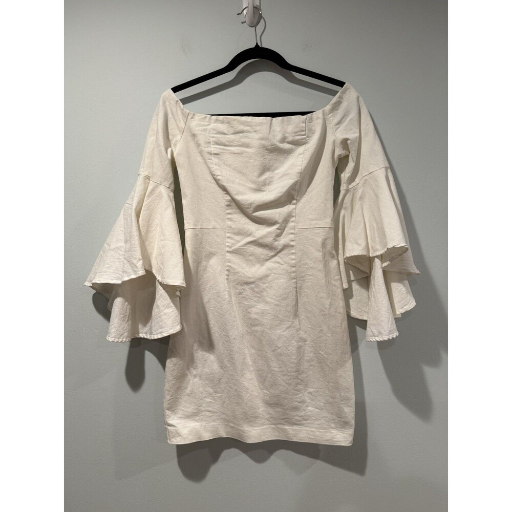 Jealous Tomato Bell Sleeve Mini Dress Womens Medium Cream Cotton Stretch Regency